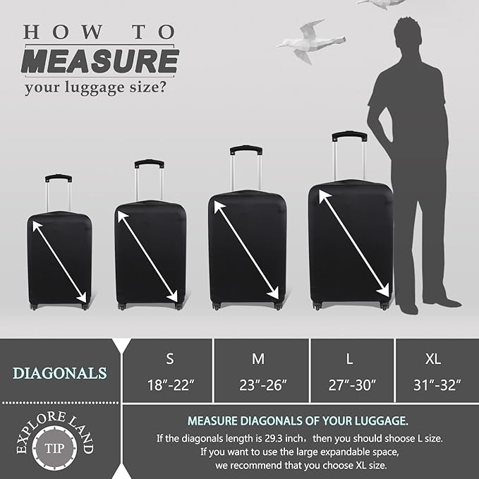 Explore Land Travel Luggage Cover Suitcase Protector Fits 27-30 Inch Case - Image 5