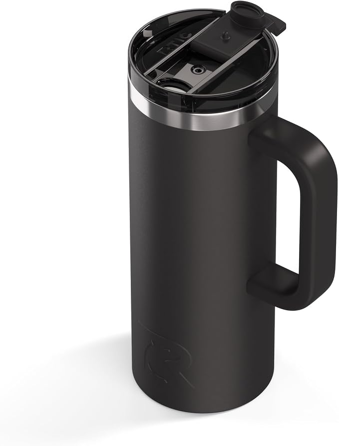 RTIC 20oz Road Trip Travel Mug with Lid and Handle, Ceramic Lined, Insulated, Stainless Steel, Metal, Double Wall Vacuum-Insulation, Portable Coffee, Tea Cup for Hot and Cold Drink, Midnight - Image 5