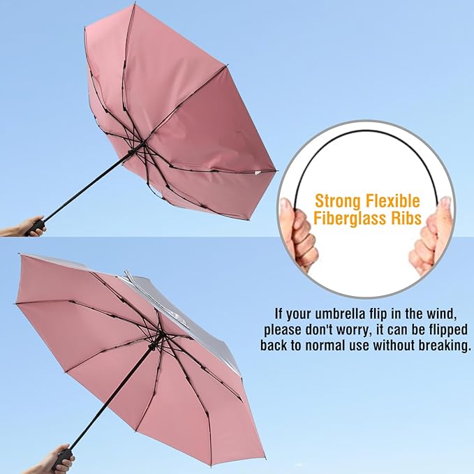 G4Free UPF 50+ UV Protection Large Travel Umbrella 42/46 Inch Auto Open Close - Image 4