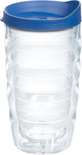 Tervis Clear & Colorful Lidded Made in USA Double Walled Insulated Tumbler Travel Cup Keeps Drinks Cold & Hot, 10oz Wavy, Blue Lid by TervisTumblerCompany