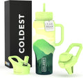 Coldest Tumbler with Handle and Straw - 100% Leak Proof Insulated Tumbler with Lid and Straw (3 Lids) - Stainless Steel Tumblers for Women & Men - Cup Holder Friendly Base, 36 oz (Happy Camper) by Coldest
