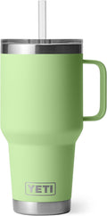 YETI Rambler 35 oz Tumbler with Handle and Straw Lid, Travel Mug Water Tumbler, Vacuum Insulated Cup with Handle, Stainless Steel, Key Lime by YETI