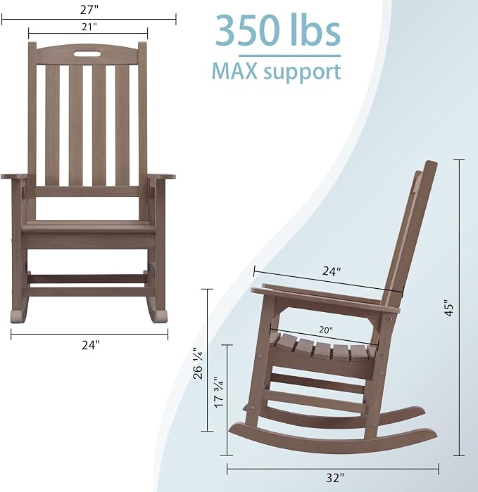 Psilvam Oversized Outdoor Rocking Chair, - Image 3