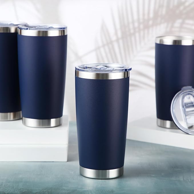 Sieral 36 Pack Stainless Steel Tumblers Bulk with Lids Double Wall Vacuum Insulated Coffee Cups Blank leakproof Powder Coated Tumblers for Engraving Wedding Graduation Party Favors(16 oz,Navy Blue) - Image 4