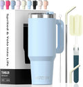 40 oz Tumbler with Handle,Tumbler with Lid and Straw,Double Wall Insulated Cup Stainless Steel Travel Mug(Cold for 34 Hours),Water Bottle for Iced Tea,Coffee,Cold Beverages(Blue) by Watersy