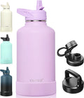 CIVAGO 64 oz Insulated Water Bottle With Straw, Half Gallon Stainless Steel Sports Water Flask Jug with 3 Lids (Straw, Spout and Handle Lid), Large Metal Thermal Cup Mug, Lavender by CIVAGO