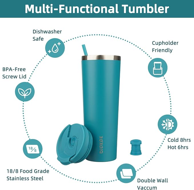 BJPKPK 30oz Tumbler With lid And Straw Stainless Steel Travel Coffee Mug Insulated Tumblers Cups,Laguna - Image 3