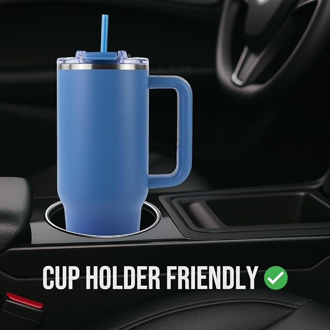 Hogg Big Swig 40 oz Tumbler with Handle and Straw - Steel Blue, 40oz Insulated Stainless Steel, Water Tumbler with Straw, Water Cup with Handle, Versatile Leak Proof Lid - Image 7