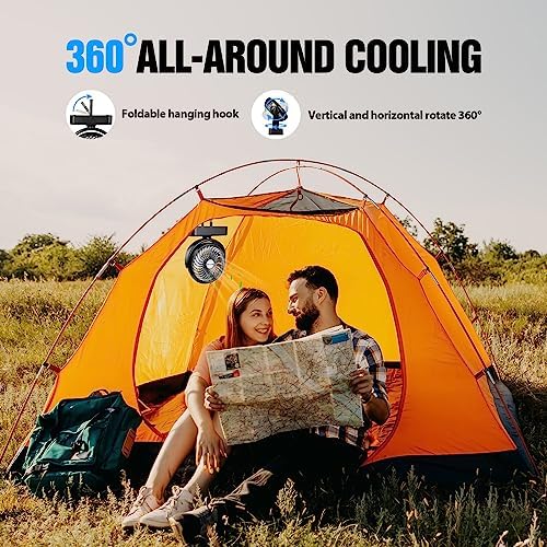 AMACOOL Portable Camping Fan with LED Lantern- 40H Work Time Rechargeable - Image 3