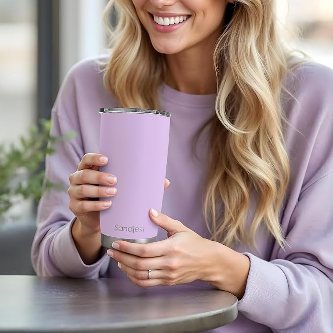 SANDJEST Purple Tumbler 20oz Stainless Steel Double Wall Vacuum Insulated, Travel Coffee Cup, Gifts for Men Women Birthday Christmas - Image 7