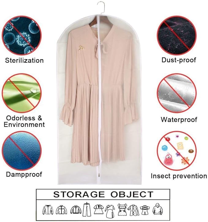 Garment Bags for Hanging Clothes 24'' x 40'' Suit Hanging Garment Bags White - Image 4