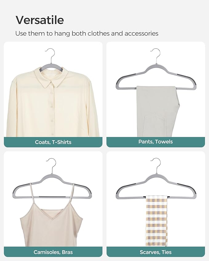 SONGMICS Clothes Hangers, Space-Saving, Light Gray and Dark Gray UCRP0050G01 - Image 4