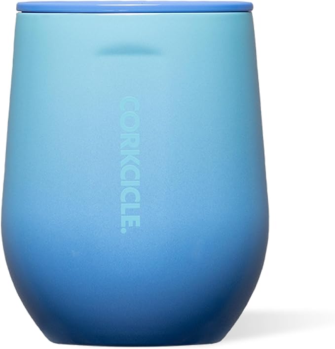 Corkcicle Classic Stemless Wine Tumbler - Keeps Drinks Cold for 6 Hours - Triple-Insulated Stainless Steel - Non-Slip Bottom - Summer Drinkware Gift - Keeps Drinks Ice Cold - 12 oz - Boom Box Blue by Corkcicle