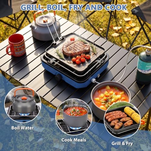 Hisencn single burner camp stove with Grill Pan for Camping,RV Essentials - Image 3