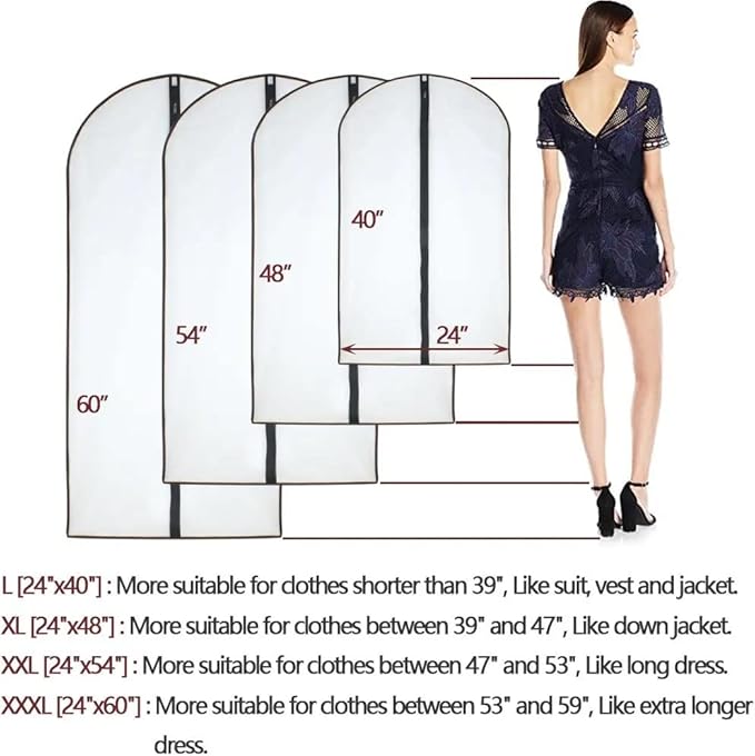 Dress Bags for Hanging Clothes12 PCS Transparent Waterproof Dustproof Bags for - Image 2