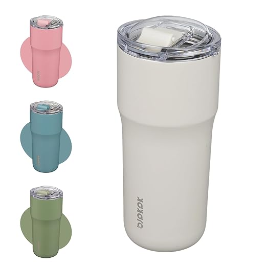 BJPKPK Insulated Tumbler with Lid,24oz Stainless Steel Tumbler,Double Wall Travel Coffee Mug Thermal cup,Keep Drinks Cold and Hot,White by BJPKPK