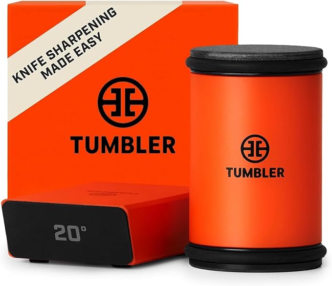 TUMBLER Pro Rolling Knife Sharpener™ - Knife Sharpening Made Easy - Ultimate Gift for Father's Day - Kit with Removable Disc System - 4-Layer Diamond Sharpening Disc & EdgeBoost Ceramic Disc (Orange) by TUMBLER