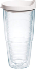Tervis Clear & Colorful Lidded Made in USA Double Walled Insulated Tumbler Travel Cup Keeps Drinks Cold & Hot, 24oz, White Lid by TervisTumblerCompany