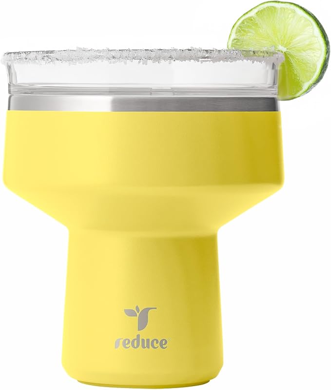 REDUCE Saltini 16 oz Cocktail Tumbler - Insulated Margarita Tumbler with Lid - Keeps Drinks Cold for 10 Hours - 360 Sippable Martini Glass Alternative - Shatterproof, Perfect for Parties - Pina Colada by Reduce