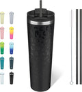 BJPKPK 34oz Insulated Tumbler With lid And Straw Stainless Steel Tumblers Travel Coffee Mug Reusable Thermal Cup,Black Leopard by BJPKPK