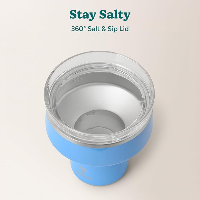 REDUCE Saltini 16 oz Cocktail Tumbler - Insulated Margarita Tumbler with Lid - Keeps Drinks Cold for 10 Hours - 360 Sippable Martini Glass Alternative - Shatterproof, Perfect for Parties - Oahu Blue - Image 4