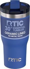 RTIC 30oz Essential Tumbler with Lid, Ceramic Lined, Insulated, Stainless Steel, Metal, Double Wall Vacuum-Insulation, Travel Cup for Iced Coffee, Tea, Hot and Cold Drink, Cobalt by RTIC
