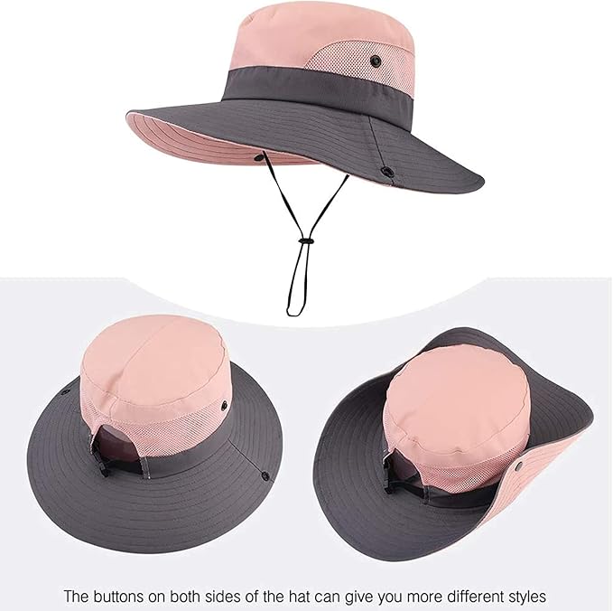 ZOORON Women's Ponytail Safari Sun Hat, Wide Brim UV Protection Outdoor Bucket - Image 6