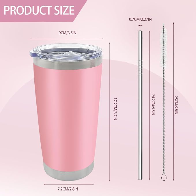 YOUKE OLA 16 Pack Insulated Coffee Tumbler - 20oz Stainless Steel Double Wall Vacuum Travel Tumbler Cup with Lid and Straw for Cold & Hot Drinks (Mixed Colors) - Image 2