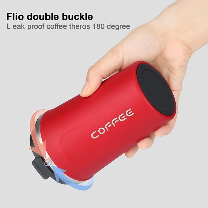 CS COSDDI 12 oz Stainless Steel Vacuum Insulated Tumbler - Coffee Travel Mug Spill Proof with Lid - coffee Cup for Keep Hot/Ice Coffee,Tea and Beer （Red） - Image 2
