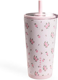 HydroJug Everyday Tumbler 20 oz – Ceramic-Lined Insulated Tumbler with Straw and Soft-Touch Lid, Cup Holder Friendly, Double-Wall Vacuum Insulation, Reusable Travel Cup – Wildrose by Hydrojug