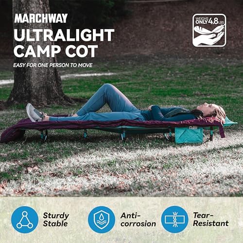 MARCHWAY Ultralight Folding Tent Camping Cot Bed, Portable Compact for Outdoor Travel, Base Camp, Hiking, Mountaineering, Lightweight Backpacking (Blue) - Image 2