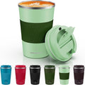 MOMSIV 12oz Travel Mug, Insulated Coffee Cup with Leakproof Lid, Vacuum Stainless Steel Double Walled Reusable Tumbler for Hot and Cold Water Coffee and Tea In Travel and Car (Green-380ml) by MOMSIV