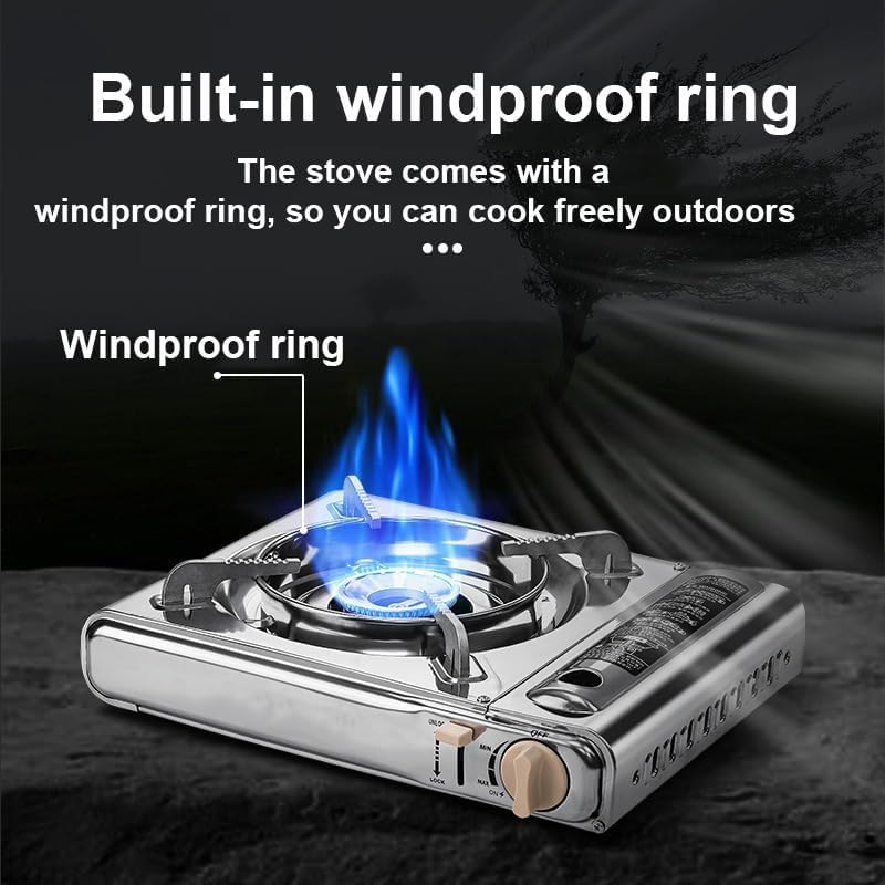 Detachable Grill Pan & Gas Stove Combo with Safety Auto-Eject | Portable Suitcase Design for Camping, Tailgating, Picnics, Indoor/Outdoor Cooking & Hot Pot - Image 6