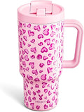 Meoky 32 oz Tumbler with Handle and Flip Straw, 100% Leakproof Tumbler with Lid and Straw, Stainless Steel Insulated Cup, Cupholder Friendly, Keeps Cold for 24 Hours (Love) by MEOKY