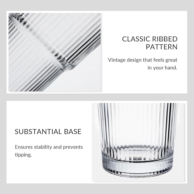 20 oz Glass Tumblers, Iced Coffee Cups with Lids and Glass Straws, Thickened Wall Glass Cups, Ideal for Smoothies, Cocktails, and Juices – Vintage and Durable Drinkware –2 Pack - Image 5