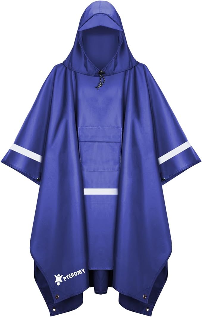 PTEROMY Hooded Rain Poncho for Adult by PTEROMY