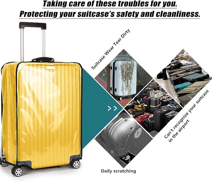 20 Inch Clear PVC Luggage Cover, 0.2mm Thick Lightweight Waterproof, - Image 5