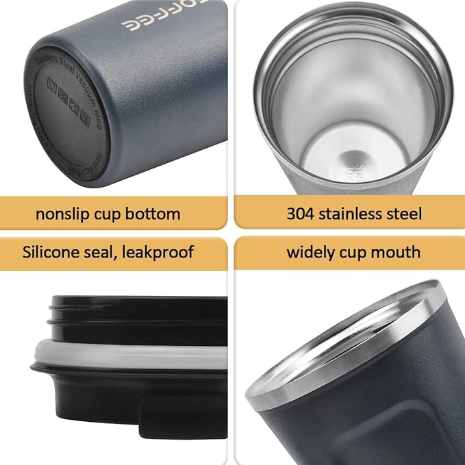 CS COSDDI 12 oz Stainless Steel Vacuum Insulated Tumbler - Coffee Travel Mug Spill Proof with Lid - coffee Cup for Keep Hot/Ice Coffee,Tea and Beer (Tibetan blue) - Image 2