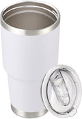 30 oz Tumbler with Lid Stainless Steel Tumblers Vacuum Insulated Cup Reusable Powder Coated Travel Mug Double Wall Leak Proof Portable Cups Keep Cold Drinks for 12 Hours, White, 1 Pack by CoolYoleb
