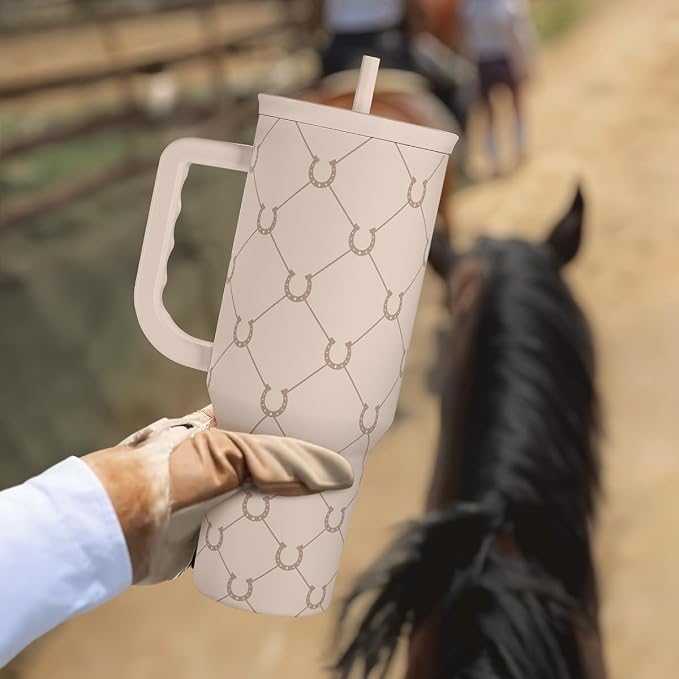 SANDJEST Horse Tumbler with Handle, Insulated Cup Stainless Steel Travel Mug Cup, Gifts for Women Girl, Equestrian Gift for Birthday Christmas, 40oz - Image 8