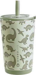 HydroJug Everyday Tumbler 14 oz – Ceramic-Lined Insulated Tumbler with Straw and Soft-Touch Lid, Cup Holder Friendly, Double-Wall Vacuum Insulation, Reusable Travel Cup – Dinosaur by Hydrojug