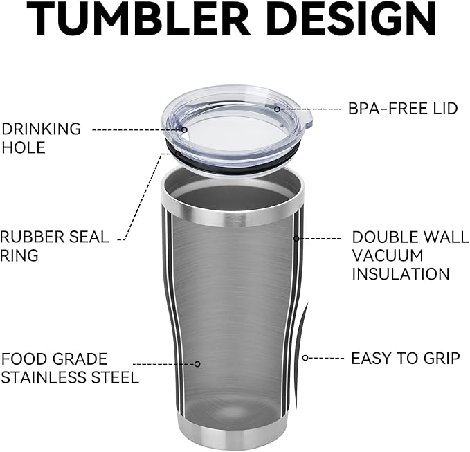 DOMICARE 20oz Tumbler with Lid Stainless Steel Tumblers Bulk, Double Wall Vacuum Insulated Coffee Travel Mug Powder Coated Tumbler, 12 Count (Pack of 1) Black - Image 4