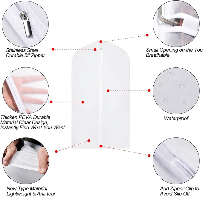 Garment Bags Covers 24''X60'' Dress Bags - Image 3