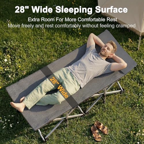 ABORON Camping Cot for Adults, 28 in Wide Folding Bed with Mattress - Image 5
