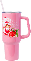 Silver Buffalo Strawberry Shortcake “You are Berry Special” Stainless Steel Tumbler with Handle, Fits in Standard Cup Holder, 40 Ounces by SilverBuffalo