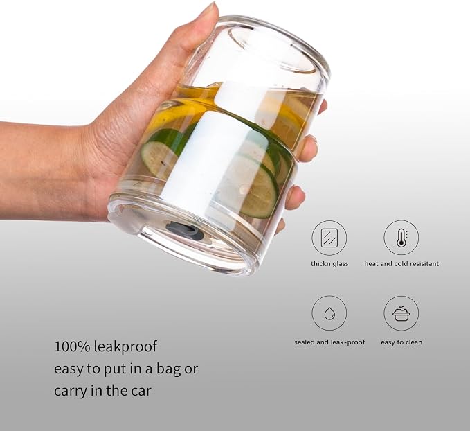 BLUEPOLAR 13oz/400ml Tumbler Water Glass, Cups with Straw and Lid Sealed Carry on for Coffee, Iced Tea, Thick Wall Insulated Glass Cup(white) - Image 5