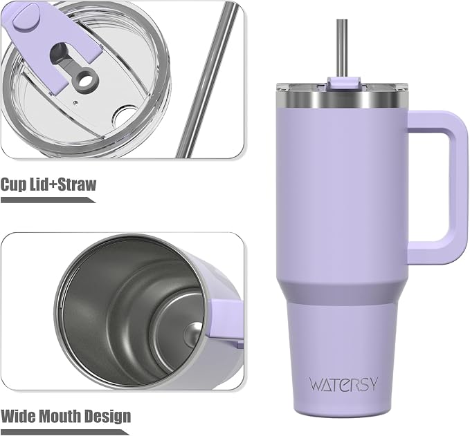 20 oz Tumbler with Handle,Tumbler with Lid and Straw,Double Wall Insulated Cup Stainless Steel Travel Mug(Cold for 34 Hours),Water Bottle for Iced Tea,Coffee,Cold Beverages(Purple) - Image 9