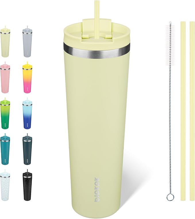 BJPKPK 34oz Insulated Tumbler With lid And Straw Stainless Steel Tumblers Travel Coffee Mug Reusable Thermal Cup,Macaron Green by BJPKPK