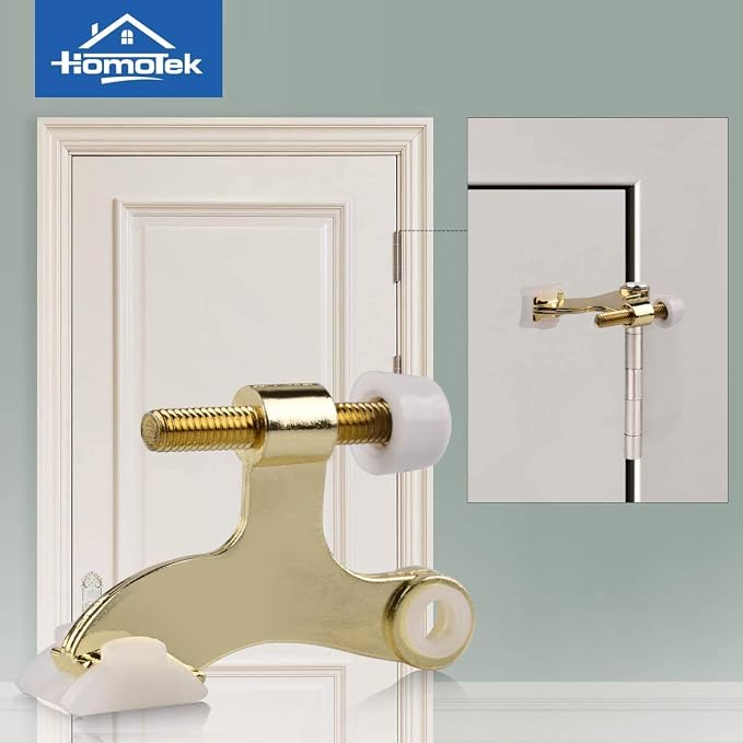 HOMOTEK 12 Pack Hinge Pin Bright Brass Door Stopper, Adjustable Deluxe Heavy - Image 6