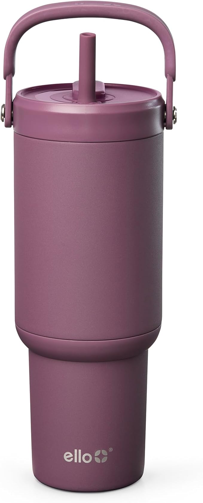 Ello Oasis Go+ 26oz Tumbler with Top Handle and Retracting Straw | Reusable Insulated Stainless Steel Cup, 100% Leakproof Water Bottle, 24 Hours Cold, Cup Holder Friendly For Travel | Wild Rasberry by Ello